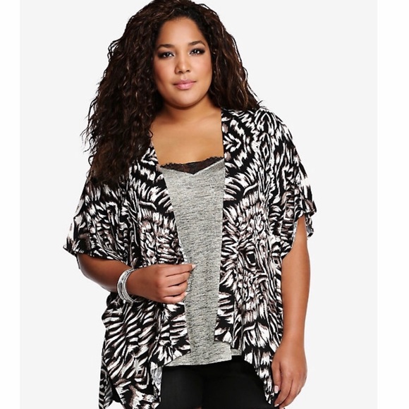 torrid Tops - TORRID ABSTRACT ANIMAL PRINT KIMONO